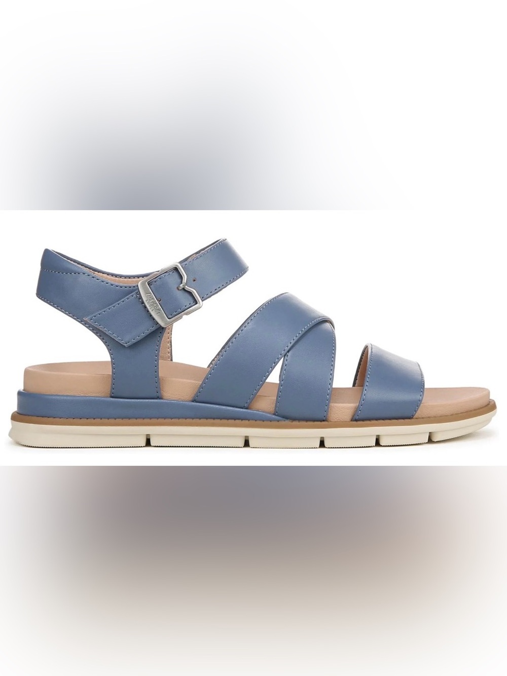 Dr. Scholl's Women's Timeless Life Flat Sandal in a Blue Horizon colorway 8.5
